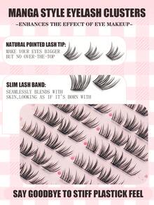 10 Rows 60 Clusters Segmented Cartoon False Eyelashes, Short Natural Spiky False Eyelashes, Create Ultimate Natural Makeup Effect With Soft Look, C Curl, Japanese And Korean Style, Suitable For Various Occasions - Beginner Friendly, Eyelashes, False Eyelashes - C - View 3