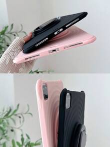 1 pieza Funda de silicona suave rosa ondulada minimalista para tableta con soporte giratorio 360°, silicona gruesa de tacto suave con cobertura total resistente a caídas y al desgaste, compatible con iPad 9.7/Air/Air2/10.2/10.5/Air4/Air5/10th/10.9/Pro11"/Air11(M2)/Pro11(M4)2024/ Air 11-Inch (M3) 2025/ (A16) 11 Inch 11th Generation 2025 Apple Models, funda protectora de silicona para tableta, creativa/nicho/novedosa/personalizada, soporte para lápiz, lápiz no incluido - Rosa - Ver 10
