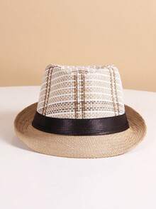 1pc/1set Men's Straw Hat, Breathable Woven Summer Hat, Multi-Functional Sun Protection, British Style Fedora Hat, Fashionable Gentleman Cowboy Hat - Straw Hat - View 9