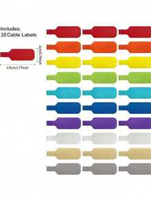 50pcs Colorful Reusable Cable Ties With Self-Adhesive Labels, For Electronics And Computer Cable Management And Identification, Battery-Free, Durable And Adjustable, Home And Office Organization Essential - Multicolor - View 3