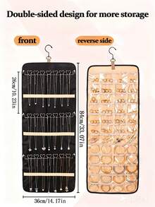 1pc, Double-Sided Jewelry Storage Bag, Wall-Mounted Jewelry Storage Bag, Jewelry Storage Hanging Bag, Made Of Transparent PVC Material, Jewelry Clearly Visible, Convenient And Fast To Find Desired Accessories, Saves Searching Time; Hanging Design, Saves Space, Equipped With Hooks, Can Be Hung On Wardrobe, Behind Door Or On Wall, No Need To Occupy Desk Or Drawer Space, Especially Suitable For Customers With Limited Living Space; Suitable For Fashion Enthusiasts With Large Quantities Of Jewelry, Having Many Necklaces, Earrings And Other Accessories, Suitable As A Gift For Friends Or Family; Jewelry Storage Bag - Multicolor - View 4