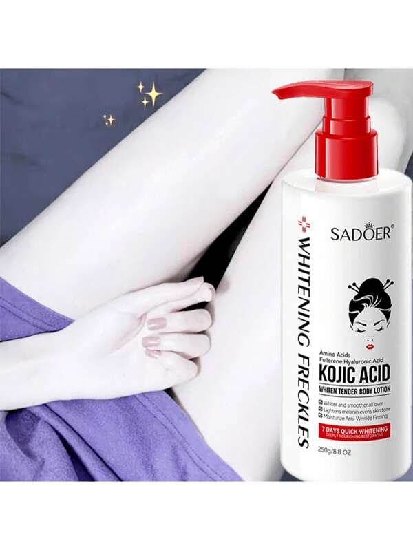 SADOER [Gudang Lokal] 250ml Lotion Tubuh Pemutih Asam Kojic, Melembapkan & Menghidrasi, Mencerahkan Warna Kulit, Memperbaiki Tekstur Kulit, Tidak Berminyak, Cocok Untuk Warna Kulit Terang