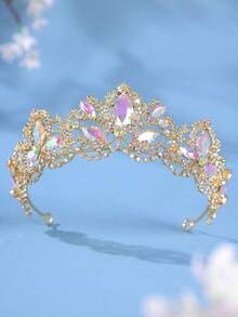 1pc Women's Elegant Baroque Crystal Crown, Bridal Wedding Headpiece, Embellished With Rhinestones - Fashionable Zinc Alloy Headpiece, Suitable For Weddings, Proms And Birthdays - Multicolor - View 12