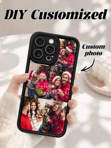 1pc Customized Photo Puzzle Phone Case, Suitable For IPhone 16 Pro Max/16 Plus/16 Pro/17 Pro Max/17 Pro/17/17 Air, Wedding Customized Image, Gift For Couples, Friends, Family, Graduation - Black - View 3
