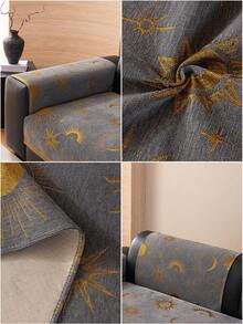 1pc Sun Moon Star Jacquard Sofa Cover, Skin-Friendly Chenille Non-Slip Couch Protector, Pet-Friendly Anti-Scratch Sofa Slipcover, All-Season Washable Furniture Cover For Living Room - Multiple Styles - View 5