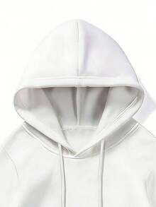 1pc Plus Size Men's Japanese Cherry Blossom Vertical Text Back Print Loose Hoodie | Exquisite Design | Autumn/Winter Essential | Versatile And Easy To Wear, Showcasing Personal Style - White - View 5