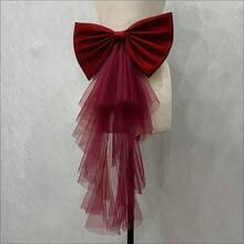 1件可拆卸緞面薄紗大蝴蝶結腰帶，70cm*35cm，白色/粉色/黑色/藍色/紅色/米色，新娘婚紗裙擺配件，優雅浪漫時尚平價服飾派對道具，適用節日、生日 - 彩色 - 查看 12