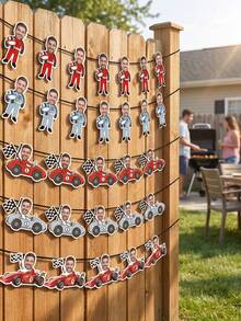 6/12/18pcs Custom Race Car Driver Photo Banner,Personalized Racing Photo Garland, Race Car Driver Banner For Backyard Race Parties - Multicolor - View 5