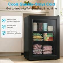 2.4 Cu. Ft Upright Freezer, Freestanding Mini Freezer With 7-Level Adjustable Thermostat, Glass Door Display Freezer With Removable Shelves, Low Noise, For Dorm, Apartment, Office, Kitchen - US B Type Plug(110-127V) - View 6
