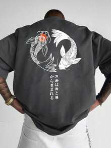 playeras de hombreCamiseta de manga corta holgada con estampado de moda para hombres |   Diseño exquisito |   Esencial de verano |   Fácil de combinar, mostrandoropa de hombre camisas para h - Gris Oscuro - Ver 1
