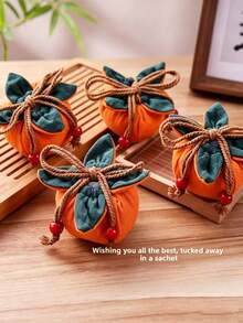 1/4 Piezas Colgante de Saquito de Caqui, Adorno Colgante para Espejo Retrovisor del Coche, Juego de Monedero Mini con Cordón Vacío - Naranja Quemada - Ver 7