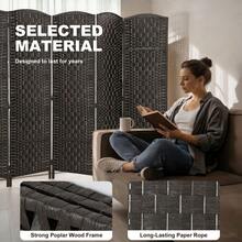 Room Divider, 6 Panel Folding Privacy Screen, 6FT Tall Portable Weave Partition Wall Divider For Bedroom, Coffee-XY286891 - 830-160V03CF - View 6