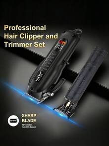 HIENA Professional Barber 3-Piece Electric Hair Clipper Set: Trimmer + Carver + T-Blade Edger, Includes Cape And Comb, Home And Commercial Hair Stylist Tool Kit - View 4