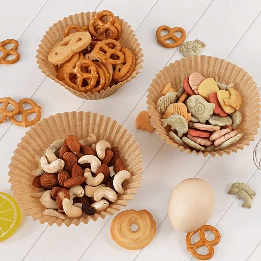 100pcs Natural Paper Baking Molds, Greaseproof Muffin Cupcake Liners, Non-Stick Oven Cake Pan Trays For Easter Ramadan Eid Holiday, Heavy-Duty Pastry Cups Birthday Party Supplies