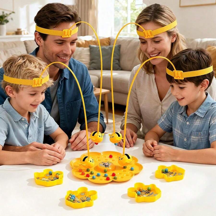 Multi-Player Bienen Magnetperlen Sammelspiel mit verstellbarem Stirnband, interaktives Eltern-Kind Desktop-Lernspielzeug, Fokus- und Aufmerksamkeits-Trainings-Puzzle-Spiel, geeignet für 3-12 Jahre alte Jungen und Mädchen, Feiertags- und Geburtstagsgeschenk, Indoor-Partyspiel - Verschiedenfarbig - Übersicht 1