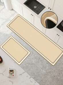 1pc Of Light Beige, Square-Patterned Rubber Cushioned Kitchen Mat, Water-Absorbing And Easy To Clean, Suitable For Use In Kitchens, Bathrooms, And Other Areas. Ideal For Use Throughout The Year And For Various Holidays. - Multicolor - View 1