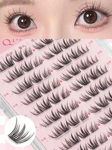 10 Rows 60 Clusters Segmented Cartoon False Eyelashes, Short Natural Spiky False Eyelashes, Create Ultimate Natural Makeup Effect With Soft Look, C Curl, Japanese And Korean Style, Suitable For Various Occasions - Beginner Friendly, Eyelashes, False Eyelashes - C - View 2