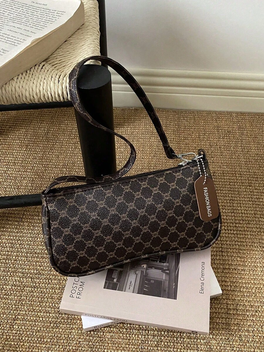 Korean Style Crocodile Embossed Handbag For Women, New Fashion Shoulder Bag, Minimalist Crescent Moon Tote Bag For Women, For Going To Work, Green - 明亮 - 查看 1