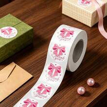 500pcs/Roll Pink Bow Thank You Stickers, Order Label Sealing Stickers For Handmade/Party Gift Box/Cake Sealing, 1 Inch Self-Adhesive Label Paper Suitable For Convenience Store, Supermarket, Cake Shop, Bakery, Milk Tea Shop, Coffee Shop, Thank You For Your Order Stickers - Cartoon - View 4