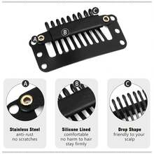20 piezas de clips para peluca con almohadilla de goma, clips para peluca mejorados de 9 dientes cómodos, adecuados para coser en pelucas, fijar peines de peluca, clips para cabello de peluca, adecuados para mujeres de tamaño pequeño, clips para peluca y accesorios, utilizados para extensiones de cabello de peluca DIY - Clips BB de 9 dientes - Ver 4