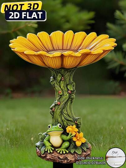 2D Flat 1pc Summer Sunflower Frog Flower, Outdoor Decoration, Garden Stake Decor, (17cm/6.69inch) Fairy Garden Miniatures Home Decor, Fairy Garden, Patio Decoration, Garden Stuff, Yard Decoration, Butterfly, Mushroom Decor, Lawn Decoration, Valentine's Day, Father's Day, Mother's Day, Halloween, Back To School, Thanksgiving, For Decorating Flower Beds, Acrylic Print, Ideal Choice For Outdoor Yard And Gifts
