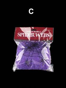 1pc Halloween Stretchable Spider Web, 5 Styles Super Elastic Realistic Spider Web With Spiders, Suitable For Indoor And Outdoor Haunted House Party Decoration - Halloween Spider Web Set - View 13