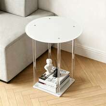 Acrylic Small Round/Rectangular/Curved Side Table, Transparent Coffee Table For Small Spaces, Suitable For Living Room And Sofa, Easy To Assemble, Modern Design - Acrylic - View 15