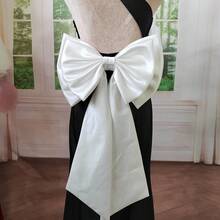1件可拆卸緞面大蝴蝶結腰帶，55cm*30cm，白色/粉色/黑色/藍色/紅色/米色，新娘婚禮拖尾配件，優雅浪漫時尚平價派對道具，適合節日與生日 - 彩色 - 查看 16