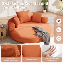 Flieks Multifunctional Freestanding Folding Sofa Bed (Boneless Couch) – Oval Bed With Cushions, Modular Sofa, Corduroy Fabric Cover (173 X 176 Cm), Suitable For Apartments, Living Rooms, Bedrooms - 橘色 - 查看 5