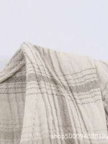 Short Plaid Dress With V-Neck, Fitted Waist, European Style, New Spring Collection - Light Grey - View 7
