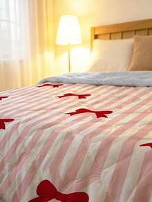 1 pieza Manta ultra suave y refrescante - Ropa de cama ligera para todas las estaciones, con patrón de lazo de moda, 100% poliéster, lavable a máquina, adecuada para cama individual/doble, hotel, camping y decoración del hogar, ropa de cama de lujo de grado hotelero | Diseño moderno cosido - Multicolor - Ver 5