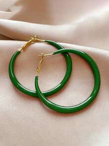 1 par de pendientes de aro encantadores, diseñados para mujeres, adecuados para bodas, compromisos, fiestas de aniversario, regalo del Día de San Valentín - Verde - Ver 3