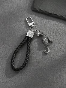 1pc Fashionable European & American Vintage Personalized Premium Leopard Animal Keychain Bag Charm, Suitable For Men's Car Key & Bag Decoration - Multicolor - View 7