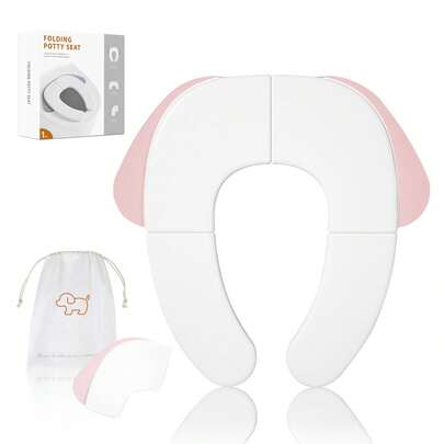 Foldable Toddler Toilet Seat, Portable Potty Training Seat For Travel And Home, Non-Slip, Fits Most Toilets, Easy To Clean, Includes Travel Storage Bag (Grey)