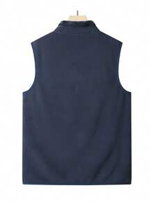 Men's Autumn/Winter Thermal Lined Casual Versatile Zip-Up Vest Jacket, Suitable For Daily Wear, Commuting And Outdoor Sports - Navy Blue - View 3