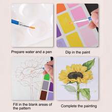 Watercolor Coloring Notepad With Drawing Paper, Kids' Self-Contained Paint Filling Watercolor Painting Book, DIY Stress Relief Picture Book Back To School - Multicolor - View 3