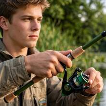 1.8m/5.9FT Telescopic Spinning Fishing Rod Combo With Size 1000 Pre-Spooled Spinning Reel, Tackle Box, Foldable Fishing Bucket Storage Bag, Complete Beginner Freshwater Fishing Kit - Green - View 7