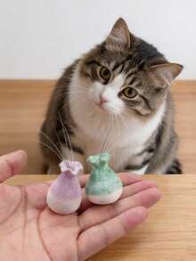 Creative Mini Vase Pet Interactive Accessory With Elastic Cord, Durable Cute Cat Supplies, Indoor Cat Home Desktop Decor For Bedroom Office Daily Ornament - one-size - View 10