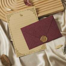 16pcs Thick Linen Envelope Set, Includes 3 Envelopes, 10 Handwritten Love Letter Cards, And 3 Wax Seals. Envelope Stationery Set, Thick Linen Envelopes, Handwritten Love Letters, Gift For Boyfriend/Girlfriend, Birthday, Elegant Stationery - 16pcs - View 16