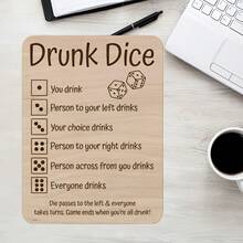 1/2件裝 Drunk Dice 木製遊戲標誌 刻印飲酒遊戲規則板 成人聚會之夜酒吧居家娛樂趣味派對遊戲配件 - 規則牌 - 查看 1