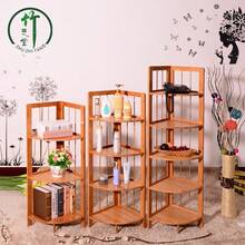 One Bamboo Corner Shelf/Rotating Shelf. Made Of Bamboo, It Offers Convenient And Space-Saving Storage. Multiple Tiers Are Available. Suitable For Various Settings Including Living Room, Bathroom, And Bedroom. - View 1
