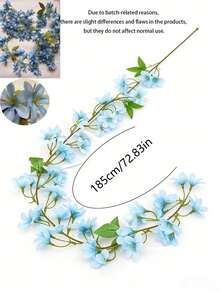 1pc Light Blue Artificial Chrysanthemum Vine, Soft Synthetic Spring Floral Garland With Delicate Petals, Suitable For Wedding Party Home Living Room Wall Balcony Railing Dining Table Decoration - Multicolor - View 7
