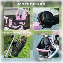 HOMCOM Triciclo Evolutivo para Bebés 6 en 1 Triciclo para Niños de 1-5 Años Bicicleta para Niños con Toldo Plegable Mango Telescópico Desmontable Cinturón de protección y Cesto 95x50x106 cm - Rosa - Ver 9