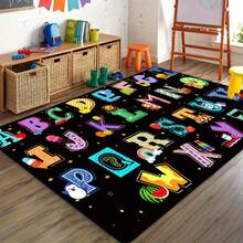 Children's Rug With Fun 3D Dinosaur And English Letter Pattern, Allows Kids To Learn Letters While Playing, Combines Early Education Function. Machine Washable, Easy Daily Maintenance. Soft And Durable Fabric, Suitable For Bedroom, Living Room, Hallway, Coffee Table Area, Porch And Other Indoor/Outdoor Scenarios - Multicolor - View 2