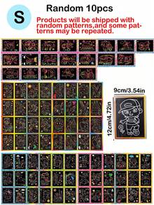 Rainbow Scratch Art Paper Sheets, Black Scratch Off Cards With Bamboo Stylus, Engraving Art Paper For Craft Projects, Scrapbooking & Decor, Styles Random Ship - Multicolor - View 12