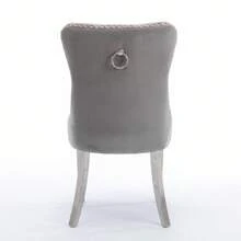 Set Of 2 65 Cm Dining Chairs In Velvet For Kitchen And Dining Room - 灰色 - 查看 6