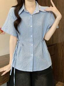 Women Blouses & Shirts - Baby Blue - View 4