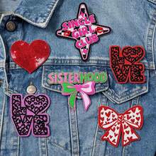 6件裝櫻桃蝴蝶結「XOXO」刺繡貼布，熨燙/縫製，可愛卡通聚酯纖維貼花，適用於卡車帽、牛仔褲、襯衫、夾克、背包、休閒服飾與配件的DIY熨燙貼布與縫製用品 - 多款 - 查看 12