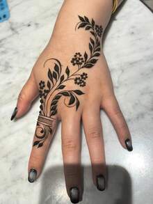 Black Henna Tattoo Cream Semi-Permanent Body Painting Ink For Wrist And Body, Long-Lasting Color Retention, Plant-Based Tattoo Ink - Black - View 7