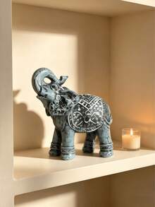 Vintage Gold Elephant Statue, Home Decor Ornament, Suitable For Living Room, Office, Bookshelf, Desktop, Feng Shui Decor, Bohemian Style Decoration, Luxury Interior Decor - A - View 6